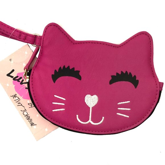 Betsey Johnson Hot Pink Cat Wristlet - Picture 1 of 5